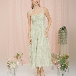 SOLD Blu Pepper Light Green Floral Maxi Dress Ruffle Easter